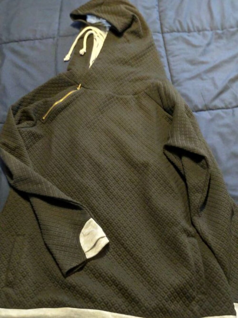 Long Black and grey hoodie by Vanilla Bay, sz L, slim fit